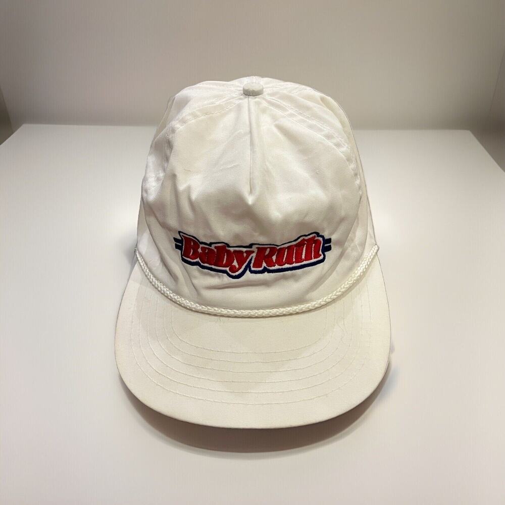 Vintage Baby Ruth Candy Mens White Rope Adjustable Trucker Strapback Hat Cap